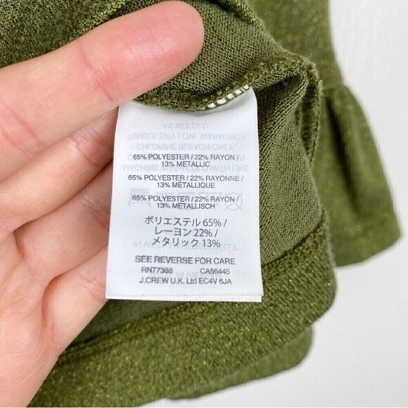 J. Crew Sparkle Metallic Ruffle Bell Sleeves Top Green Size S - Picture 8 of 8